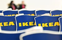Завод IKEA в Тихвине возобновит работу с сентября - Потребрынок Флажки с логотипом в магазине IKEA